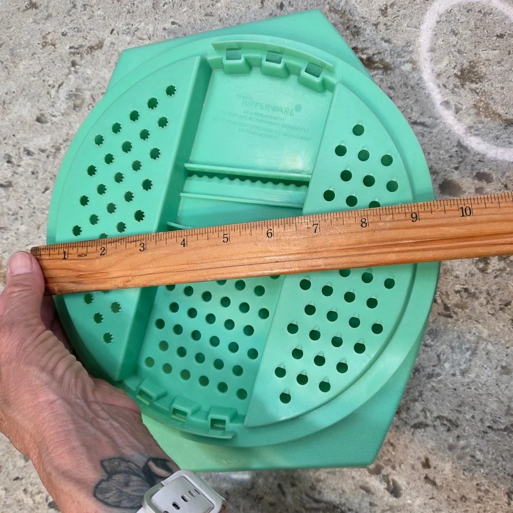 Tupperware Vintage Mint Green Grater Slicer Colander Bowl Lid Retro Kitchenware